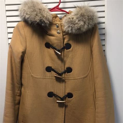 NEW Michael Kors Wool Duffle Coat w. Coyote Fur Trim Hooded